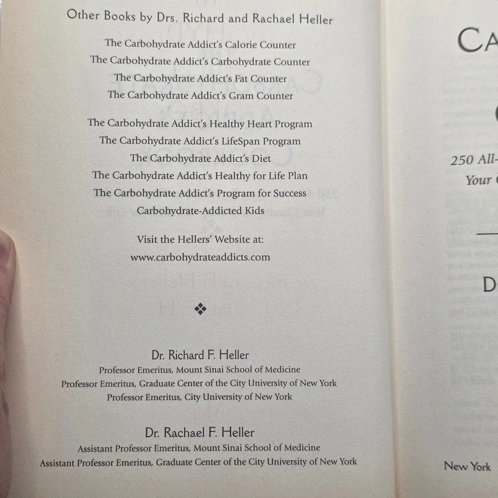 The Carbohydrate Addict's‎ Cookbook Heller Low-Carb 250 Recipes Hardcover